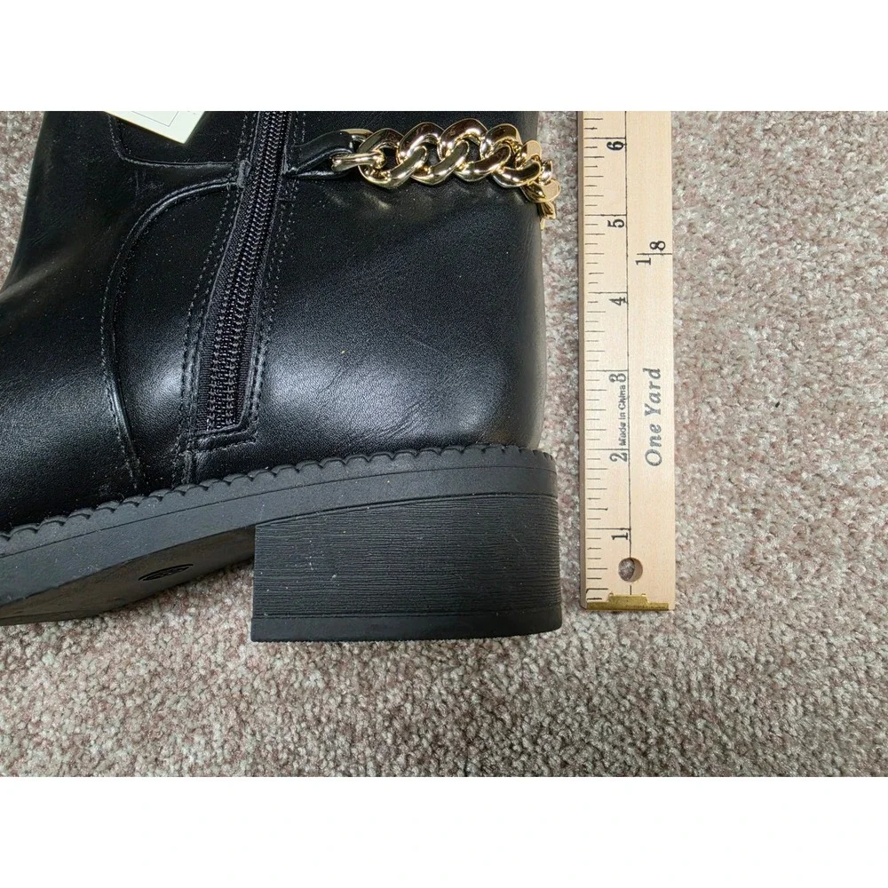 A New Day Bobbi Black Tall Boots Gold Chain Detail Memory Foam Size 6.5 NWT